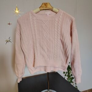Design History Light Pink Cable Knit Sweater